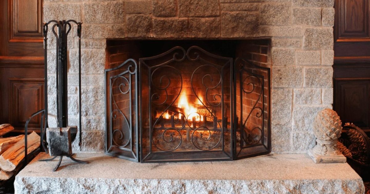 Wood-Burning Fireplace and Mantle