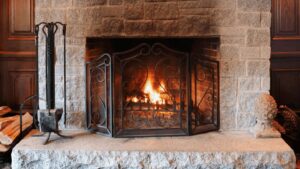 Wood-Burning Fireplace and Mantle