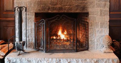 Wood-Burning Fireplace and Mantle