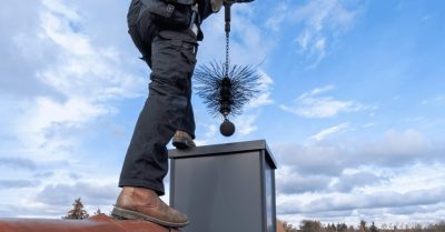 Chimney Sweep in Dallas using chimney brush