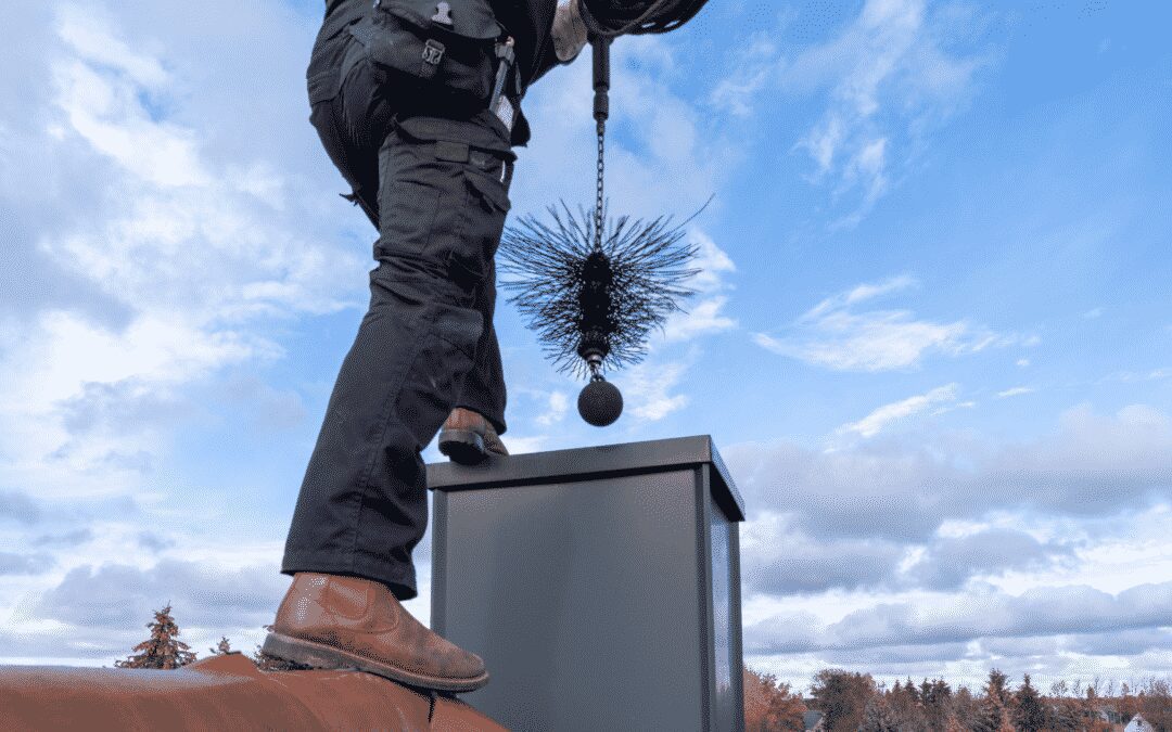 Chimney Sweep in Dallas using chimney brush