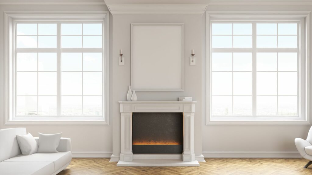 An elegant electric fireplace in a blog about the different types of fireplaces