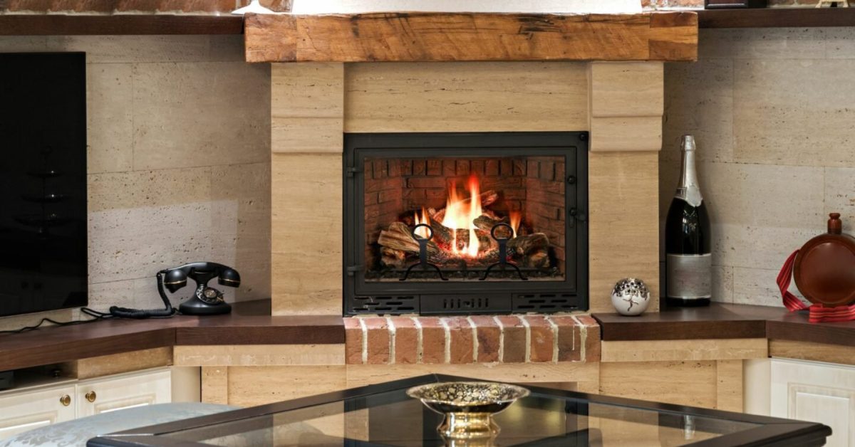 A beautiful stone fireplace, one of the three types of fireplaces