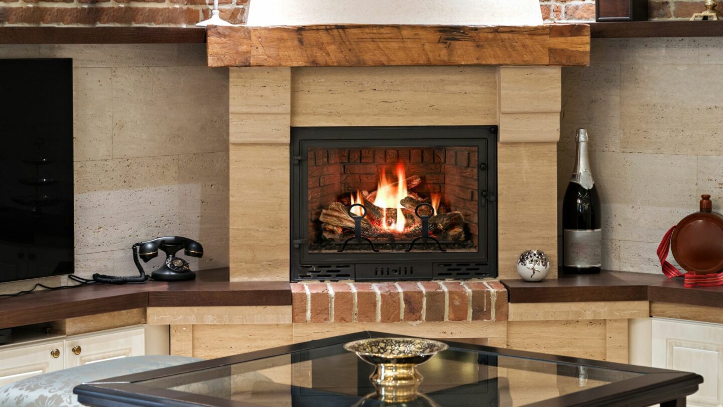 A beautiful stone fireplace, one of the three types of fireplaces