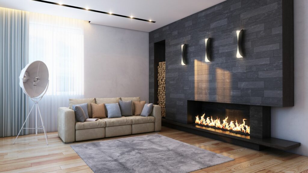 A gas fireplace in a blog about the types of fireplaces