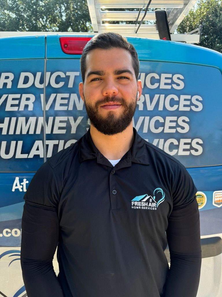 our technician next to the company car