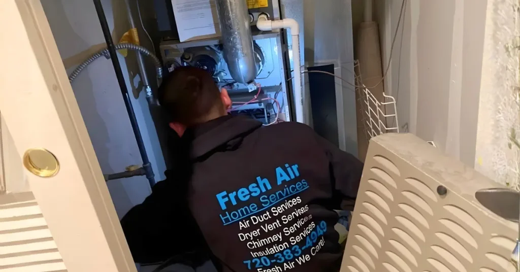 Air Duct Repairman and Duct Cleaning Services being worked on