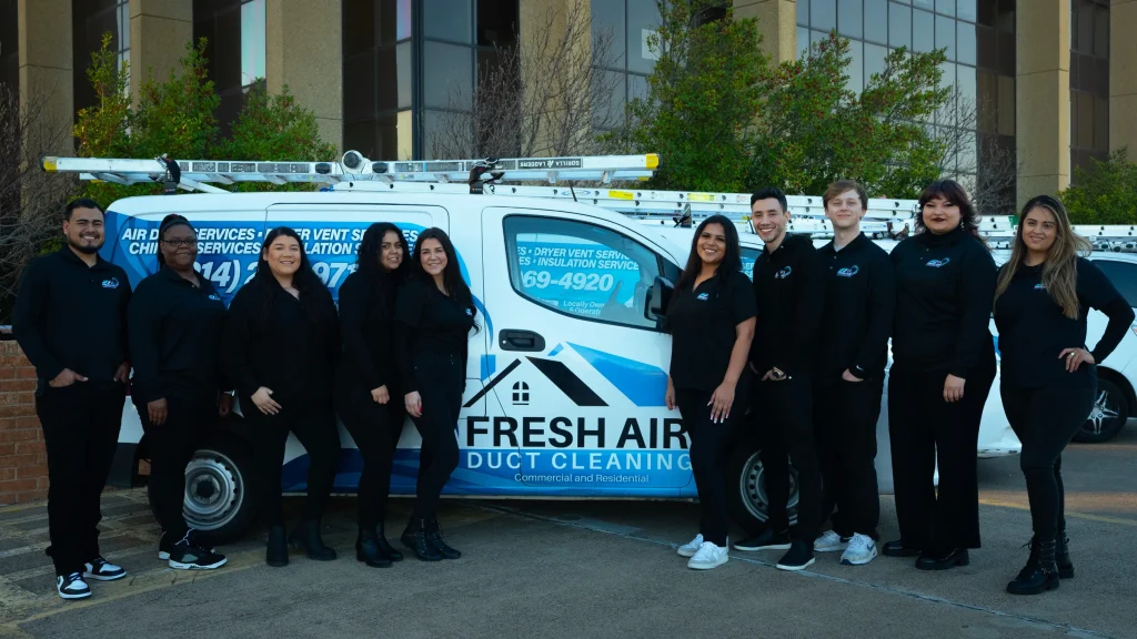 Our expert air duct cleaning team standing together